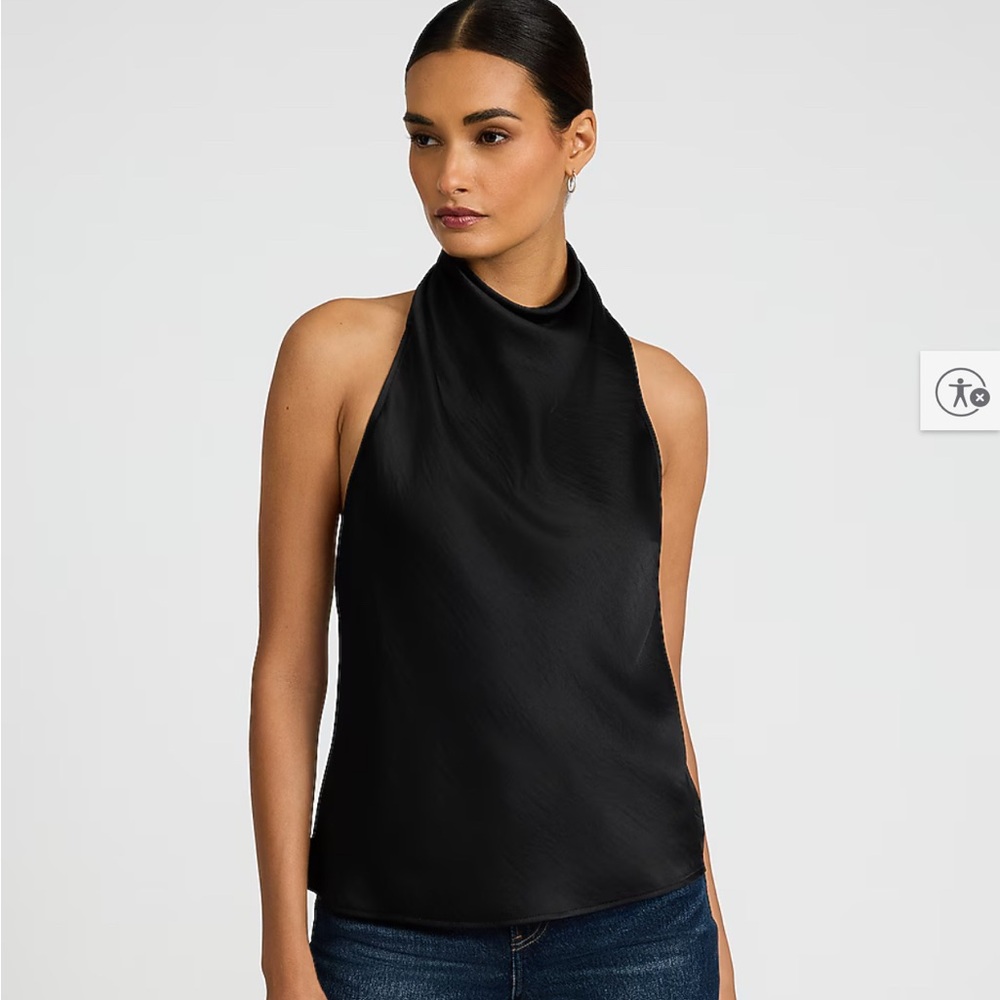 Elegant Black Satin Effect Halter Top